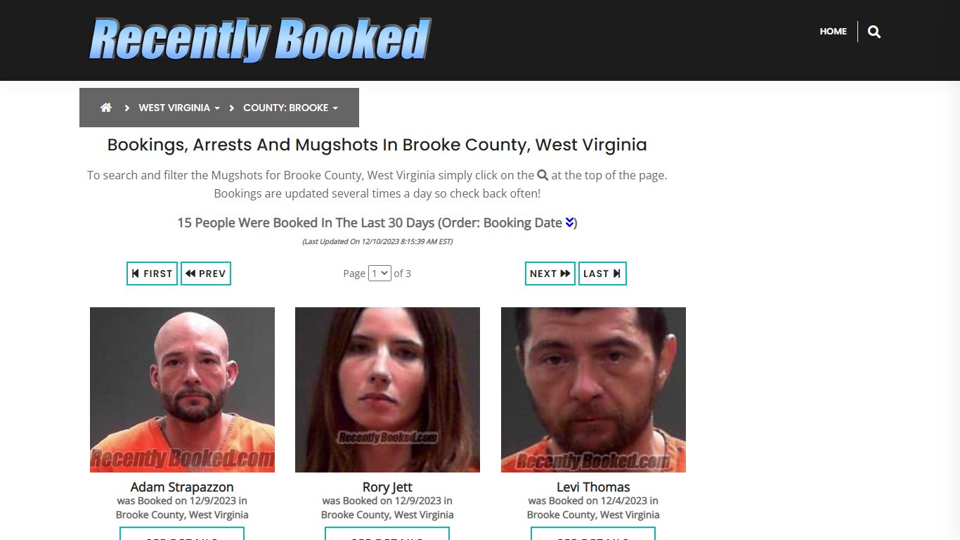 Bookings, Arrests and Mugshots in Brooke County, West Virginia