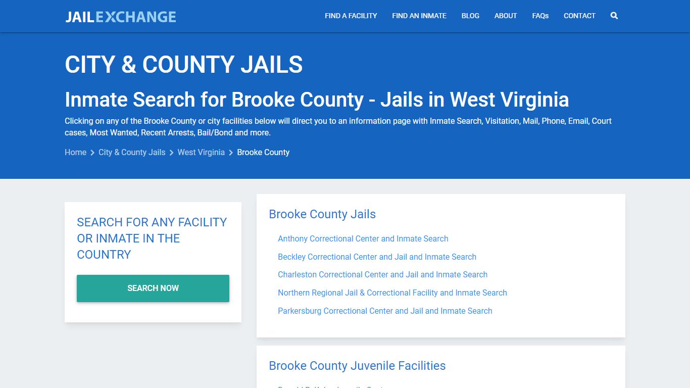 Inmate Search for Brooke County | Jails in West Virginia - Jail Exchange